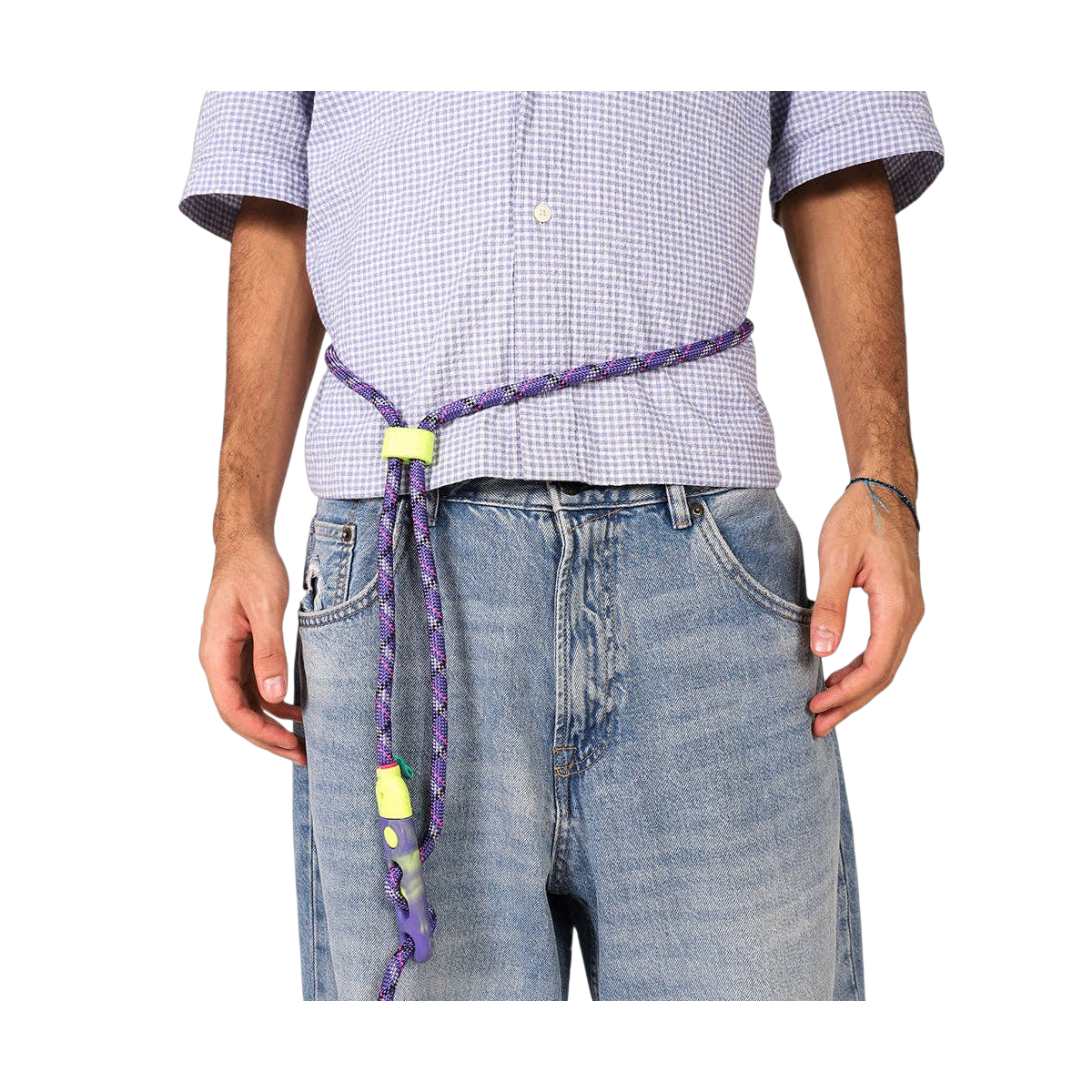 Close-up detail of the Zee.Dog Hands-Free Leash in Tokyo colorway showing hardware and strap texture.
