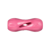 West Paw Qwizl dog treat toy in geranium pink, shown as a standalone product on a clean background.